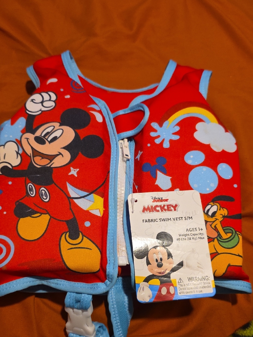 Disney Red and Light Blue Mickey & Pluto Kids Swim Vest